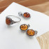 Bague Ambre Cognac Ovale — Argent Vieilli 925