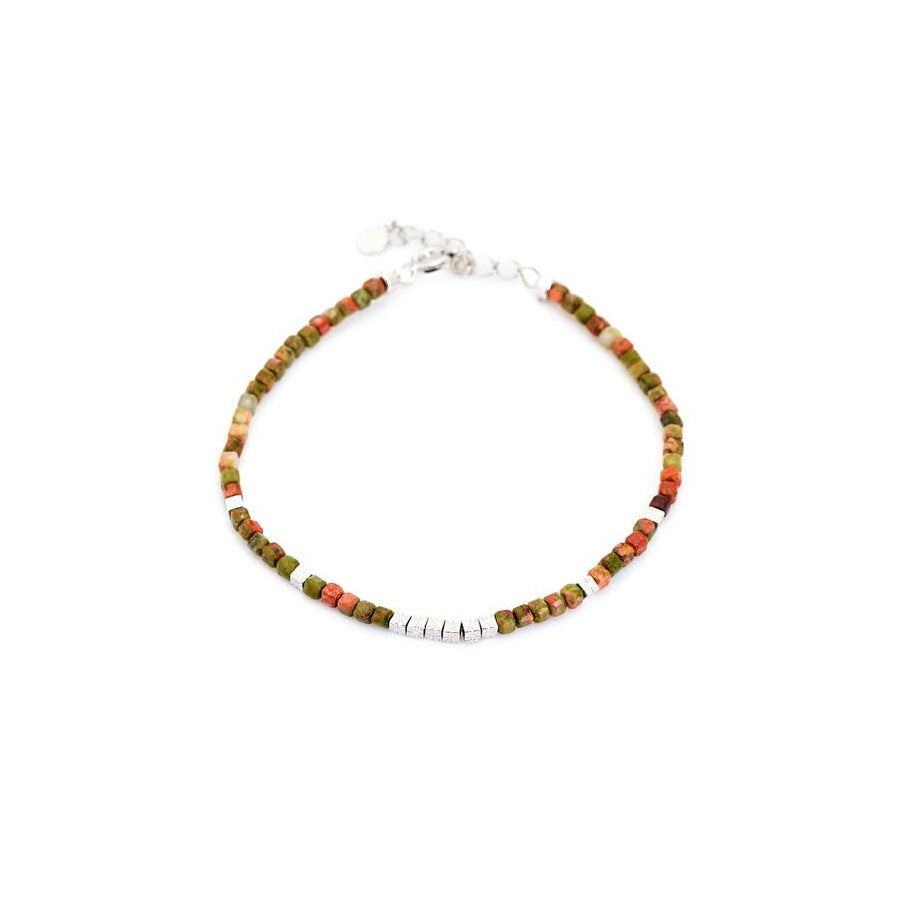 Bracelet unakite multicolore argent 925 — Didhem Gems