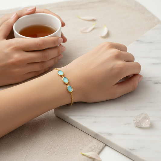 Bracelet Calcédoine Bleue ambiance