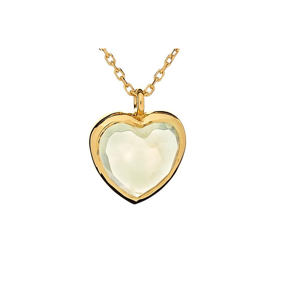 Collier cœur préhnite verte argent doré 925 — Didhem Gems