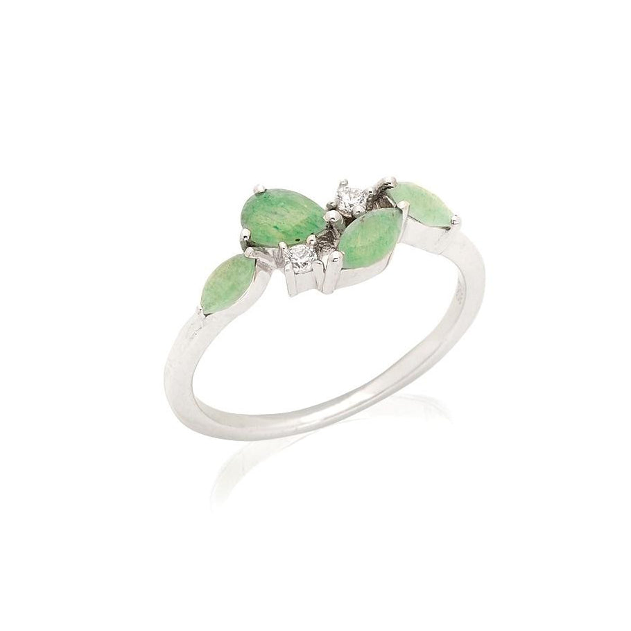 Bague aventurine verte naturelle argent rhodie 925 lithotherapie