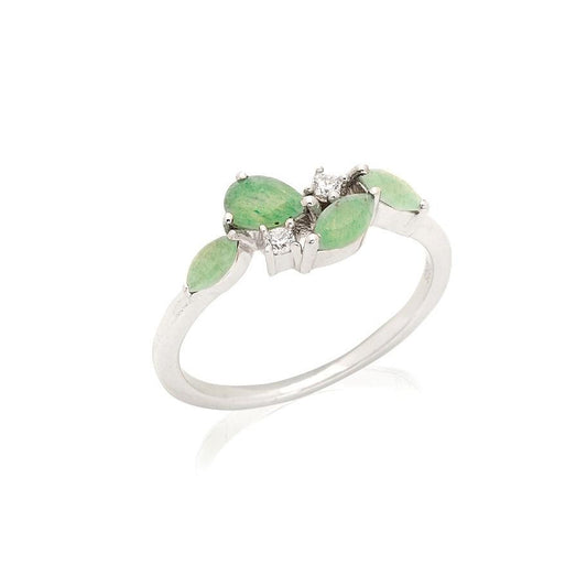 Bague aventurine verte naturelle argent rhodie 925 lithotherapie