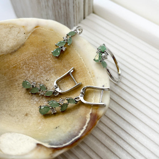 Bague Aventurine Verte Naturelle — Argent Rhodié 925