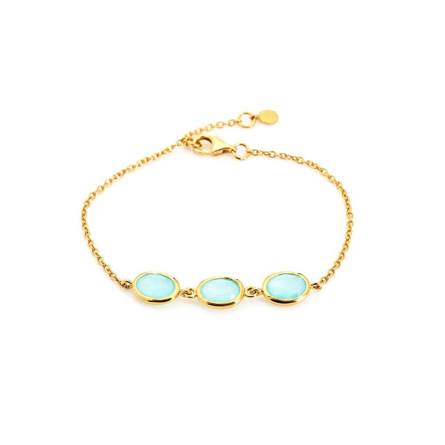 Bracelet calcédoine bleue argent doré 925 — Didhem Gems