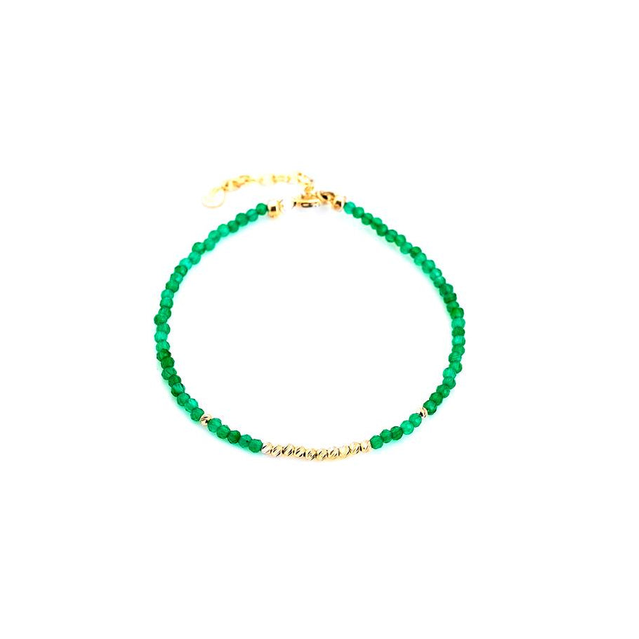 Bracelet onyx vert cube argent doré 925 — Didhem Gems