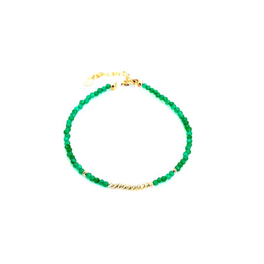 Bracelet onyx vert cube argent doré 925 — Didhem Gems