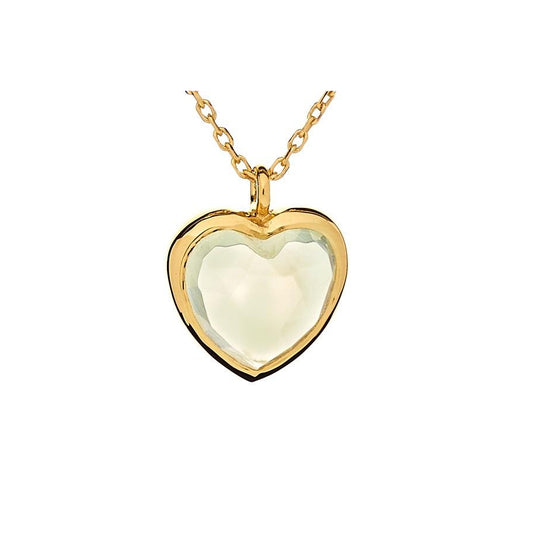 Collier cœur préhnite verte argent doré 925 — Didhem Gems